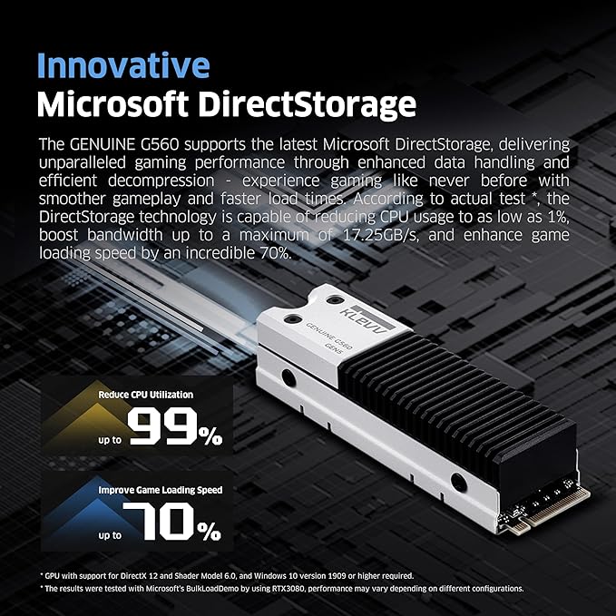 KLEVV Genuine G560 4TB M.2 2280 NVMe PCIe Gen5x4 Internal SSD Heatsink Included, up to 14000MB/s with DRAM Cash (K04TBM2SP0-G56)