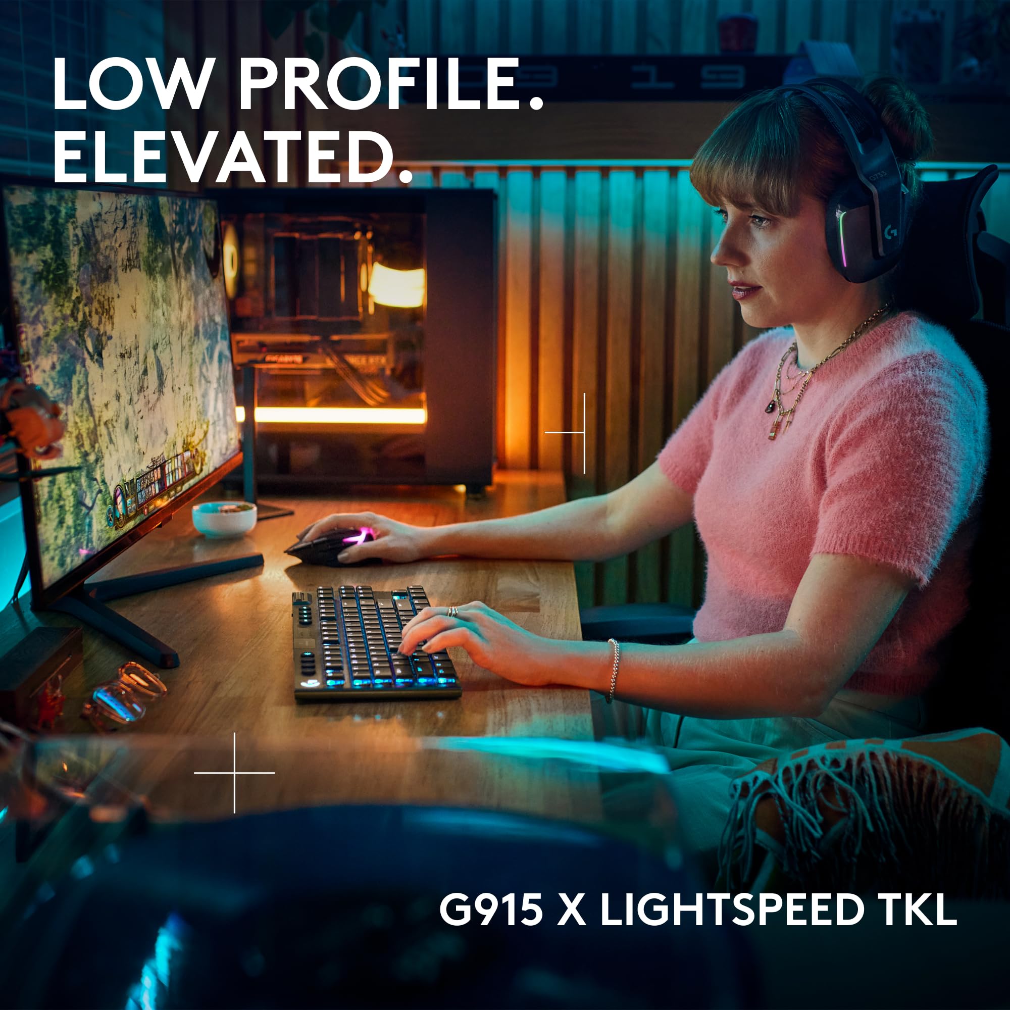 Logitech G915 X Lightspeed TKL Wireless Gaming Keyboard (Clicky) - Black