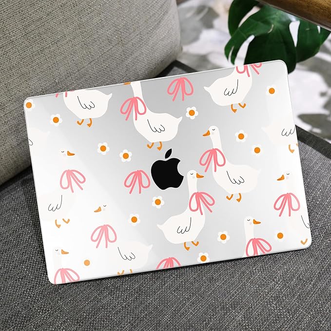 MEEgoodo Case for M4/M3/M2 MacBook Air 13.6 inch Case 2025 2024 2022, Fit Model A3240/A3113/A2681, Laptop Hard Shell with Keyboard Cover Compatible with MacBook Air 13 inch, Goose Farm & Bows