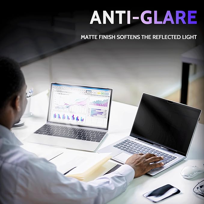 Privacy Screen for 12.4 Inch Surface Laptop Go 3/2/1, MagicSuction™ Removable Anti Spy Black Protector, Glare Blue Light Filter for Microsoft Laptop Computer Monitor
