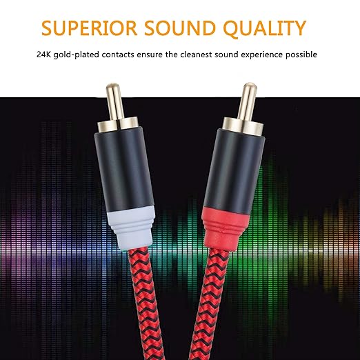 RCA Cable 50Ft,2Rca Male to 2-Rca Male Audio Stereo Subwoofer Cable [Hi-Fi Sound] Nylon-Braided Auxiliary Audio Cord for Home Theater, HDTV, Amplifiers, Hi-Fi Systems,Speakers and etc(50Ft/15M)
