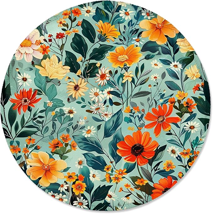 ITNRSIIET Round Mouse Pad with Stitched Edge Premium-Textured Waterproof Non-Slip Rubber Base Desktop Protection Mat Diameter 8.7 inches, Beautiful Flowers