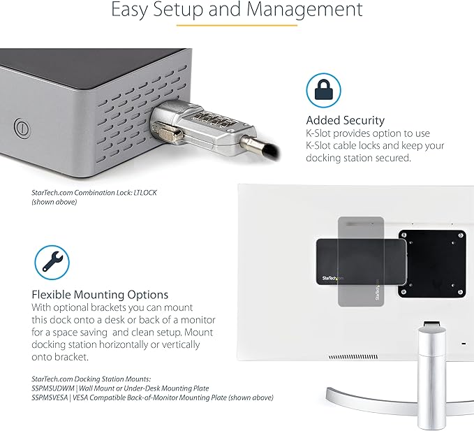 StarTech.com USB-C Quad Monitor Docking Station for MacBook Pro/Air M1 M2 M3 M4 & Windows, Universal 4K 60Hz HDMI DP Dock, Thunderbolt Compatible, 100W Laptop Charging