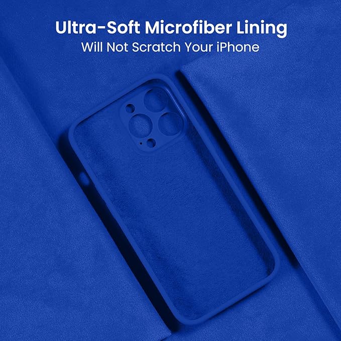 FireNova for iPhone 14 Pro Case, Silicone Upgraded [Camera Protection] Phone Case with [2 Screen Protectors], Soft Anti-Scratch Microfiber Lining Inside, 6.1 inch, Klein Blue