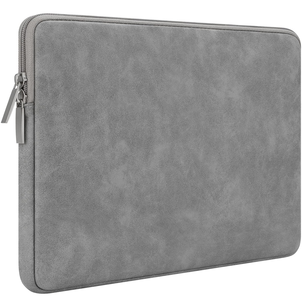 RAINYEAR 15.6 Inch Laptop Sleeve PU Suede Leather Case Padded Cover, Gray