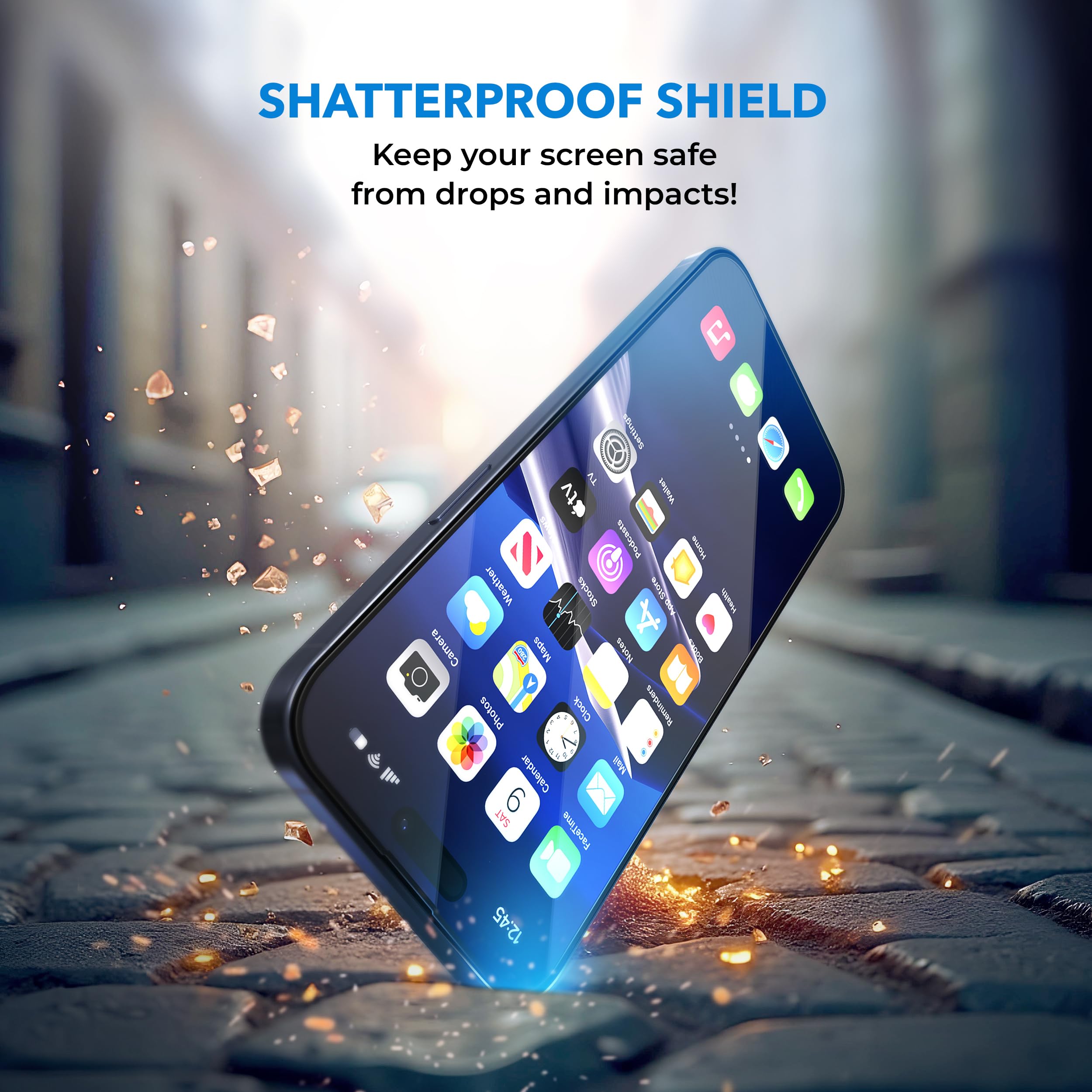 Deppa |2 Pack| Anti-Blue Light Screen Protector for iPhone 16/15 (6.1') | Scratch Resistant Tempered Glass | 3D Edge to Edge Coverage | Easy Installation Kit | Eye Safeguard TÜV Certified