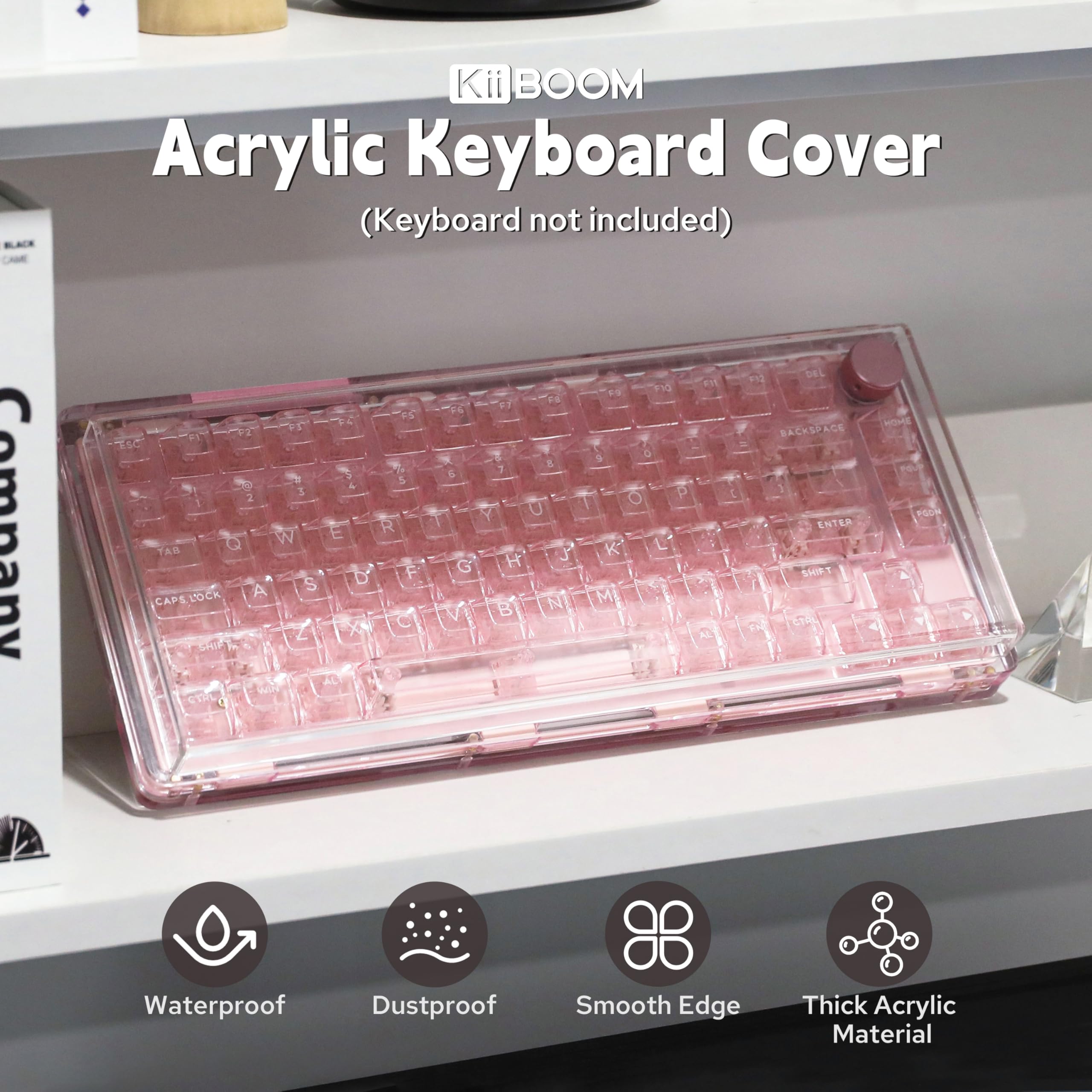 KiiBoom Premium Acrylic Transparent Keyboard Dust Cover, Waterproof, Anti-Dust, Anti-Cat Protector Cover Lid for Mechanical Keyboard (Clear, 12.6'' x 5.3'' x 0.78'')