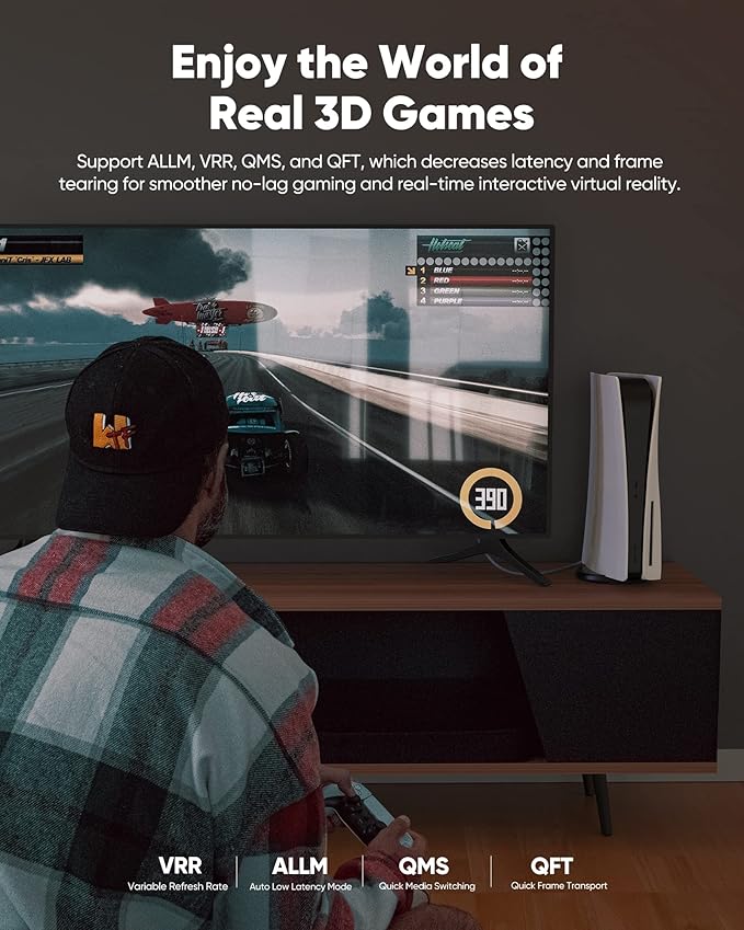 Highwings 8K@60 Long HDMI Cable 15FT, 48Gbps 2.1 High Speed Gaming HDMI Cord 4K120 144Hz RTX 3090 eARC HDCP 2.2&2.3 Compatible for PS5, SoundBar, AVR, UHD TV