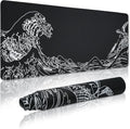Large Gaming Mouse Pad for Desk,Kanagawa XXL Mouse Pad 35.4x15.7 Inch,Waterproof Desk Pad,Non-Slip Rubber Base Mice Pad,Keyboard Pad Computer Mat,Black Mouse pad