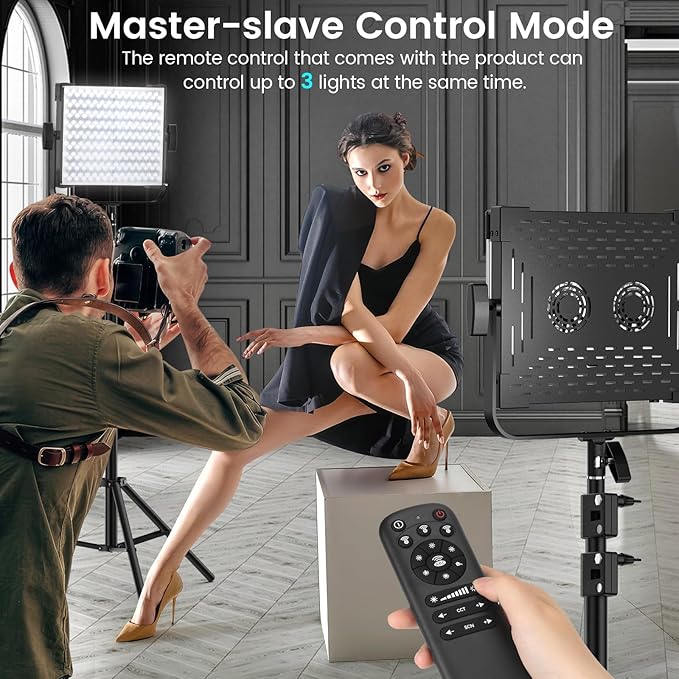RGB Photography Lighting Kit, 50W Bi-Color Professional LED Studio Lights, 2300k~8500k Dimmable Photo Lights for Photography Filming Camera Video Recording Stage Shooting Streaming YouTube TikTok