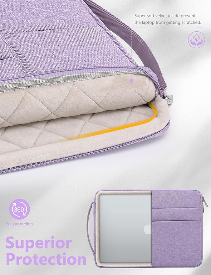 HYZUO 17-17.3 Inch Laptop Sleeve Bag Briefcase for 17" 17.3" HP/Dell/Lenovo/ASUS/LG/MSI Gaming Laptop/Razer Blade 17/18, Men Women NoteBook Protective Case Bag, Lilac Purple