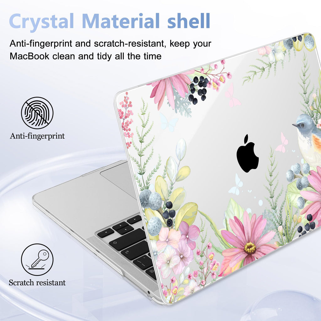 May Chen Compatible with MacBook Pro 13 inch Case 2022 2021 2020 Release Models A2338 M2 M1 A2251 A2289, Plastic Hard Shell Case + Keyboard Cover for Mac Pro 13" with Touch Bar, Blue Bird