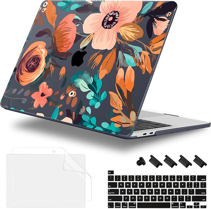 for MacBook Pro 16 inch Case 2019 2020 Release Model A2141, Plastic Hard Shell Cover with Keyboard Cover for MacBook Pro 16 inch with Touch Bar & Touch ID, Florals Pattern