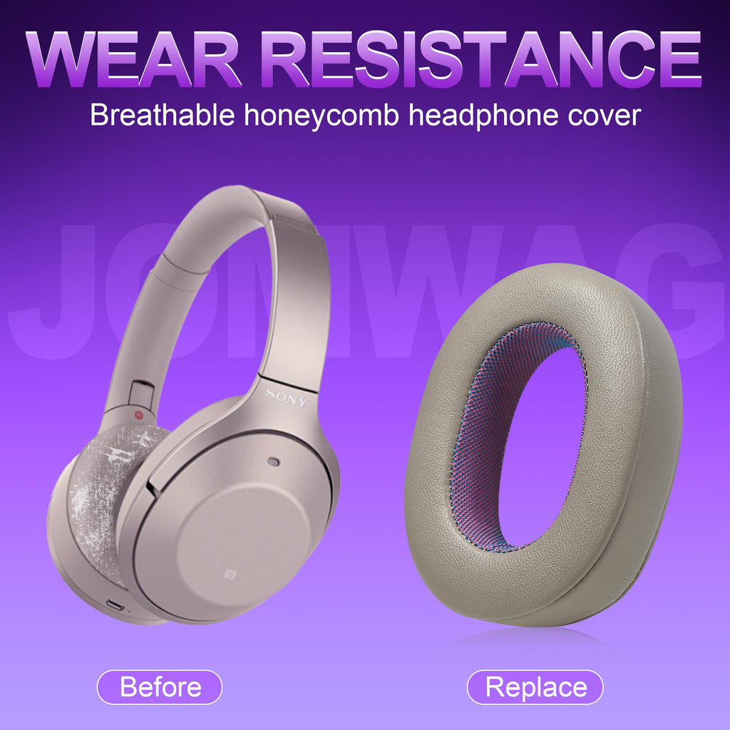 Jomwag Sheepskin Replacement Earpads for WH-1000XM2/MDR-1000X - Gold/Purple
