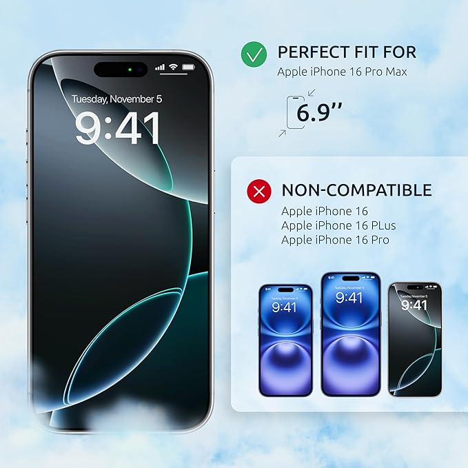 Screen Protector for iPhone 16 Pro Max – (2-Pack) USA Flag & Black Frame Design - Tempered Glass Screen Protector for 16 Pro Max 9H Full Coverage - Oleophobic Coating Easy Installation