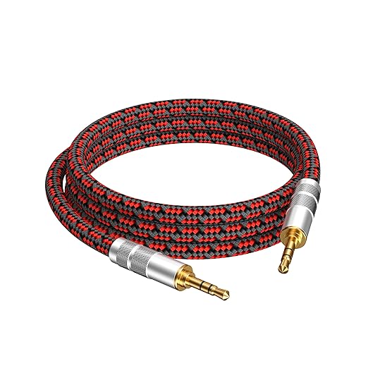 3.5mm Aux Cord, Audiophile Audio Auxiliary Cable 3.5 mm Male to Male Stereo Hi-Fi Sound Braided aux 1/8 Cable for Car Home Stereos Tablets Speakers (Straight 3.5mm, 9.8ft)