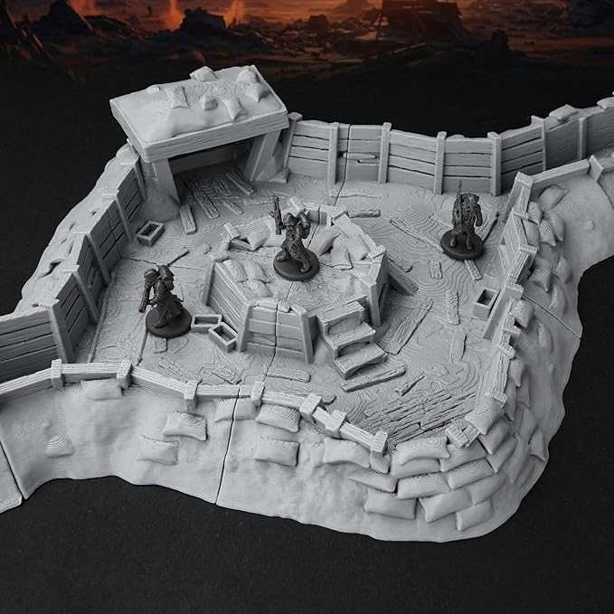 AUSPDICE RPG Terrain AF695 Trench Set – Modular Defensive Position for DND Map Layouts, Wargame Accessories, Dungeon Walls, and 28mm–32mm Miniature Tabletop RPG Games
