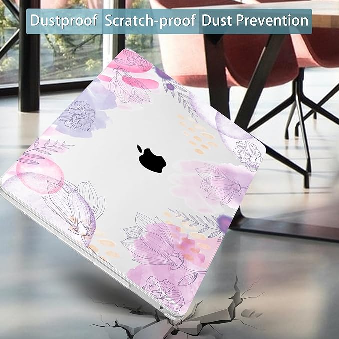 Mektron for MacBook Air 13 Case A1466/A1369 (2010-2017 Release), Snap-on Plastic Hard Shell Cover for MacBook Air 13.3 inch with Keyboard Cover,Floral S753