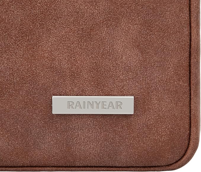 RAINYEAR 11 Inch Laptop Sleeve PU Suede Leather Case Protective Padded Cover Water Resistant Carrying Bag Compatible with 11.6 MacBook Air Surface Pro for 11" Notebook Tablet Chromebook(Brown)