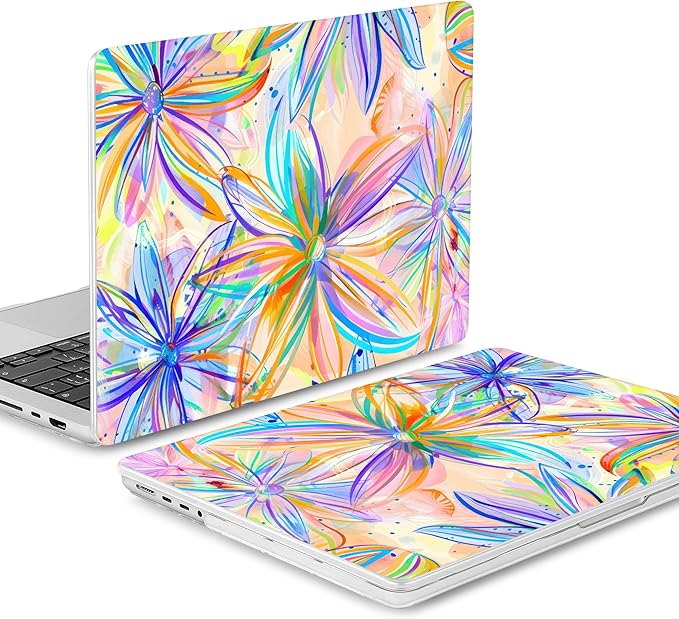 Mektron Case for MacBook Pro 16" M4 A3403 A3186 M3 A2991 M2 A2780 M1 A2485 (2021/2023/2024) Pro/Max with Touch ID, Hard Shell Plastic Laptop Cover Keyboard Cover, Watercolor FlowerC328