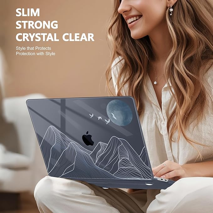 Case for MacBook Pro 13 inch with/Without Touch Bar (2016-2022, M2 A2338 M1 A2289 A2251 A2159 A1989 A1706 A1708), Hard Shell + Keyboard Cover + Dust Plug Abstract Mountain
