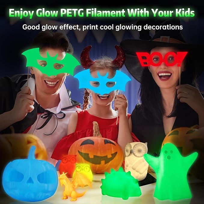 SUNLU PETG Glow in The Dark Filament, Luminous PETG 3D Printer Filament 1.75mm, High Brightness and Long Time Filament, Dimensional Accuracy +/- 0.02mm, 1kg Spool. (White, Glow Green)