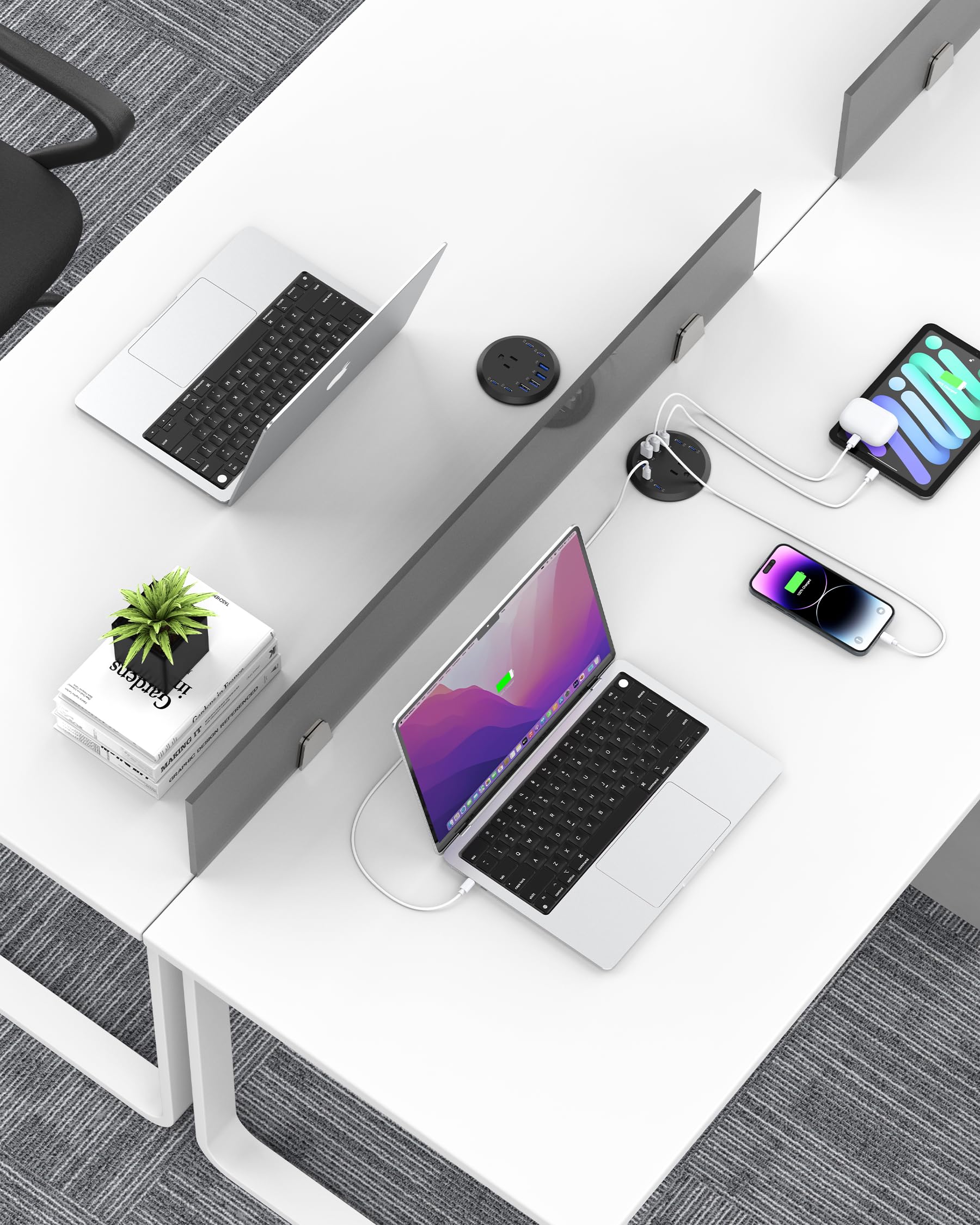 3 inch Desk Power Grommet USB C 65W,Ultra-Flat Plug Power Strip