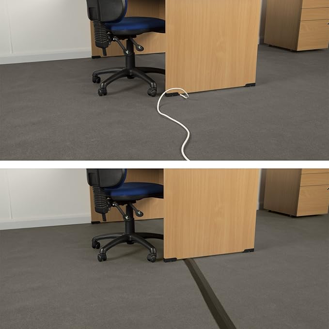 D-Line 30ft Floor Cord Cover, Made in USA Linkable Cable Protector, Hide Extension Cords, Protect Cords, Prevent Cable Trips, Cord Hider, Heavy Duty - Cord Cavity = 0.56" (W) x 0.35" (H) - Black
