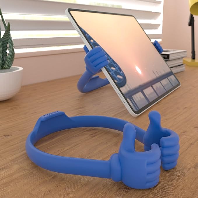 Honsky Thumbs Up 2 Pack Tablet Stand - Compatible with iPad, Samsung Galaxy Tabs, iPhone Pro Max - Universal Cute, Blue/Yellow