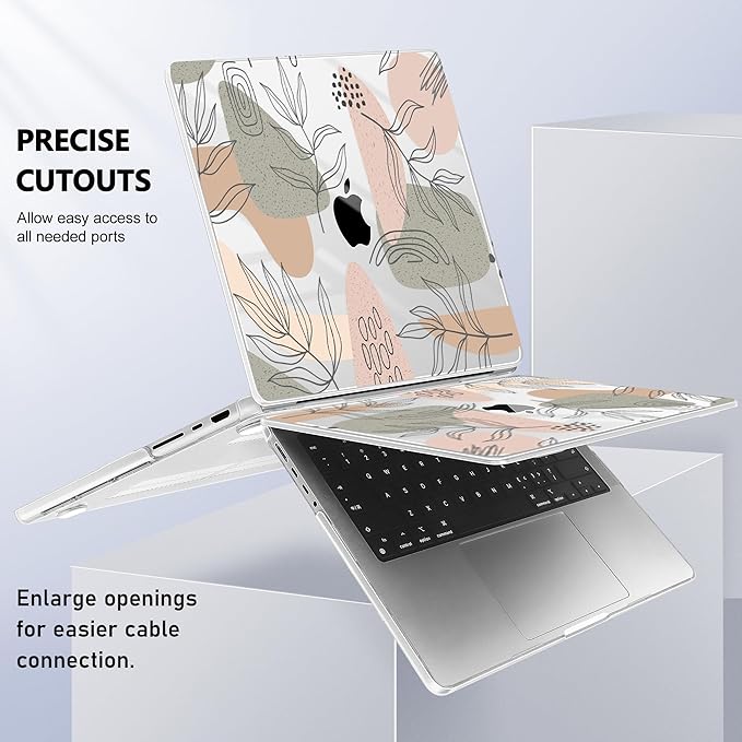for MacBook Pro 16 inch Case 2021 2022 2023 2024 Release A3186 A3403 M4 A2991 M3 A2780 M2 A2485 M1 Pro/Max, Hard Shell Case with Screen Protector & Keyboard Cover, Tropical Leaves