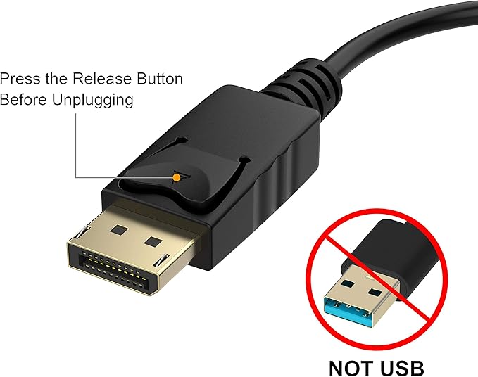 4K DisplayPort (DP) to HDMI Adapter, Uni-Directional Gold-Plated Display Port Computer to HDMI Screen Converter (Male to Female) Compatible with HP, Dell, Lenovo & More, Passive - Black
