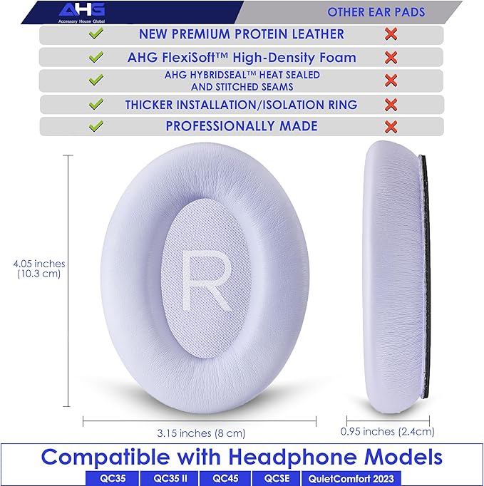 Replacement QC Ear Pad and Headband Pad Kit Cushion. Compatible with Bose QuietComfort (2023) QC45 QCSE QC35 II Wireless Noise Cancelling Headphones (Lilac) Easy DIY Fit