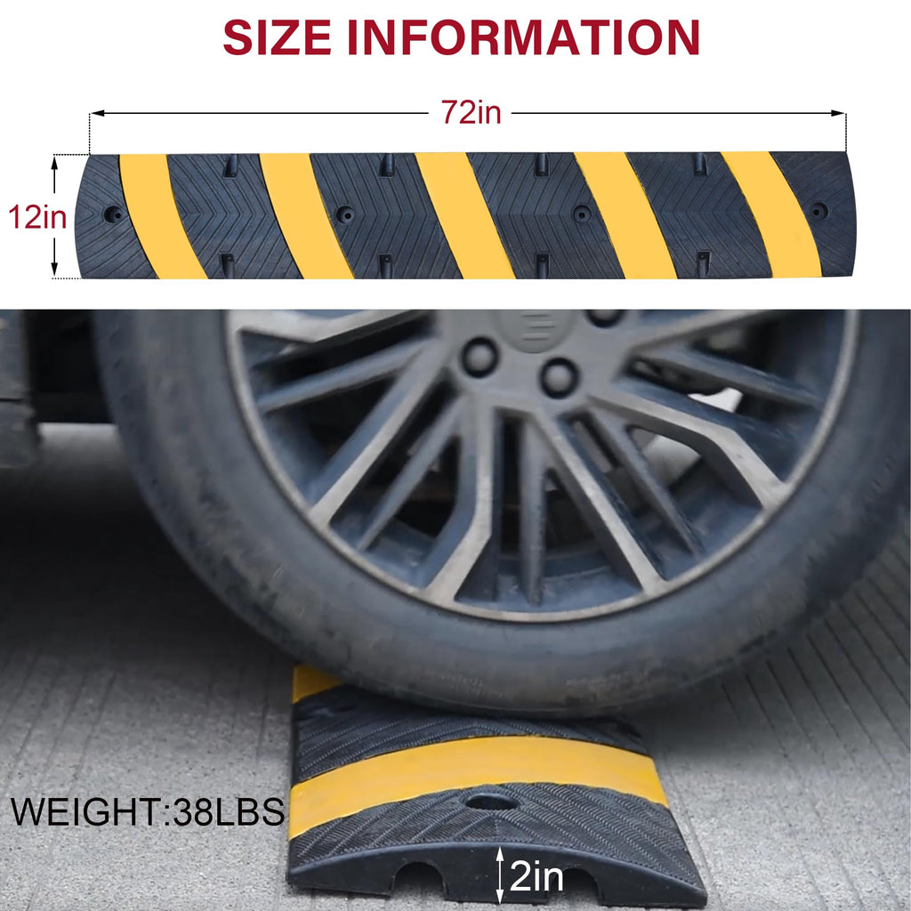Orangestar 6Ft Rubber Speed Bump with 4 Bolts