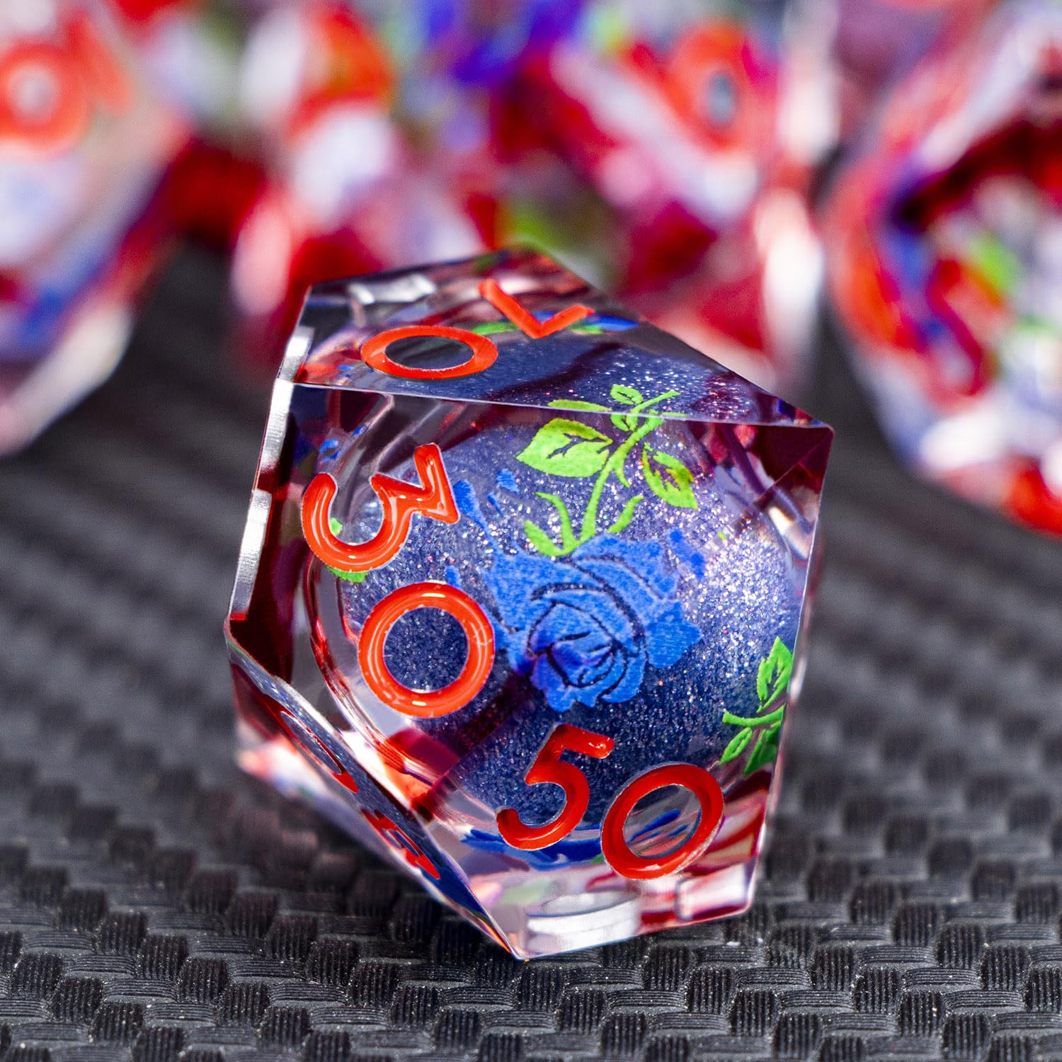 ARUOHHA Liquid Core DND Dice Set, Vampire Sharp Edged Dragons Dice Compatible with D&D RPG Role Playing Games, Resin Blood Red Polyhedral Dungeons D and D Dice with Gift Box D20 D12 D10 D8 D6 D4