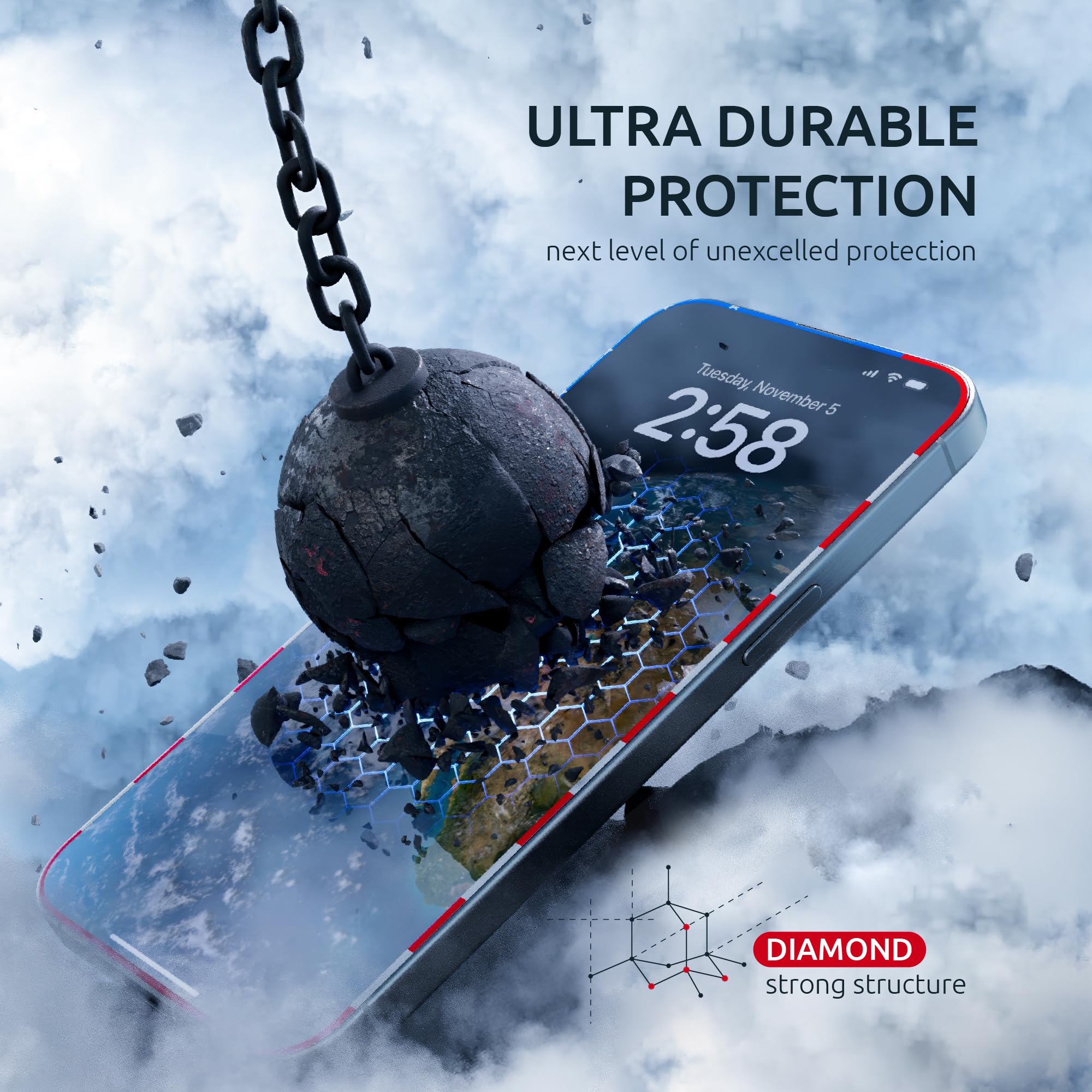 Intaleo 15 Pro Screen Protector for iPhone – (2-Pack) USA Flag & Black Frame Design - Tempered Glass Screen Protector for iPhone 15 Pro 9H Hardness Full Coverage - Oleophobic Coating with Easy Installation