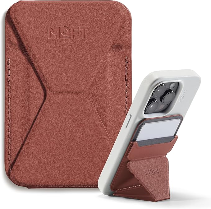 MOFT MagSafe Wallet Stand Compatible with iPhone 16/15/14/13/12 Series, Angle Adjustment & MOVAS Phone Stand (Sienna Brown)
