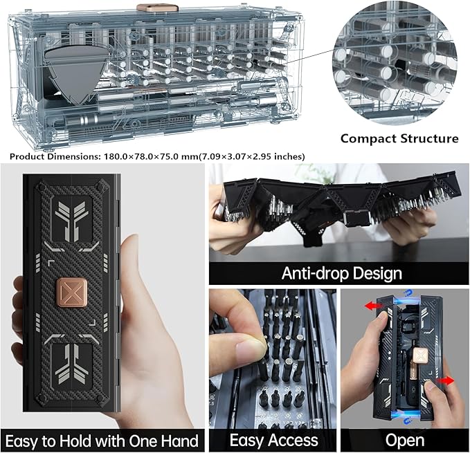 Precision Ratchet Screwdriver Set with Case, JAKEMY 180 in 1 Computer Screwdriver Tool, Compact Tool Set, Screwdriver Repair Kit for Laptop, iPhone, MacBook, PS5, Xbox, RC, Watch, Jewelry, Eyeglasses