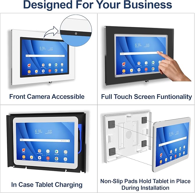 TABcare Locking Anti-Theft Metal Case for Samsung Galaxy TAB A 10.1 2016 Tablet for Kiosk, POS, Store, Show Display, Time Clock (TAB A 10.1 SM-T580, White)