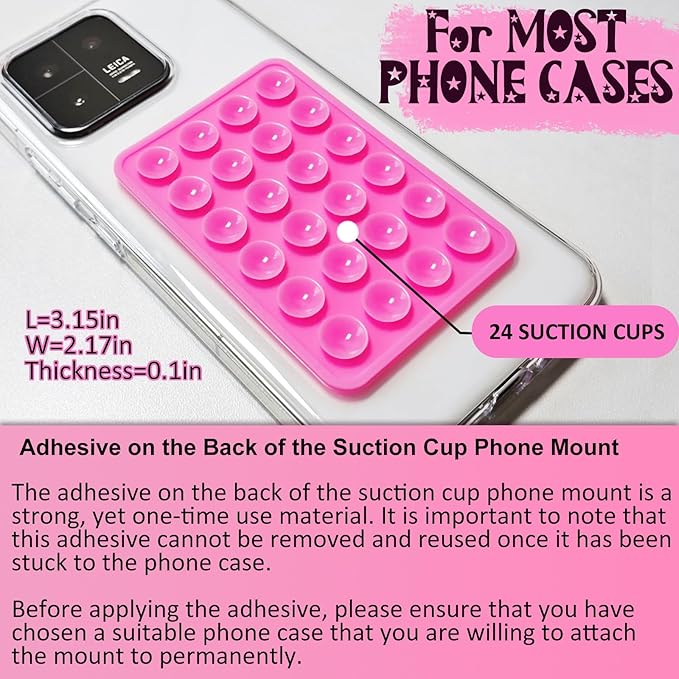 AZXYI Silicone Suction Phone Case Mount, Silicon Adhesive Suction Cup Phone Mount, Non Slip Sticky Phone Grip for Cellphone, Strong Grip Holder for Selfies and Videos (Lavender)