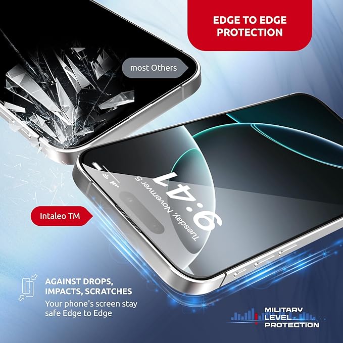 Screen Protector for iPhone 16 Pro Max – MagicBox Tempered Glass Screen Protector iPhone 16 Pro Max (2 Pcs) Edge-to-Edge Protection with 2 Applicators, 9H Hardness, Oleophobic Coating