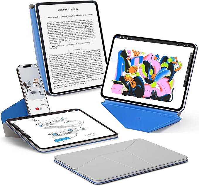 MOFT Dynamic Folio Case for for iPad Air 11-inch M3 M2 2025 2024/10.9 Air 5th 4th Generation 2022 2020, iPad Pro 11 Inch 4th/3rd/2nd Gen, Magnetic Stand Case with 20+ Viewing Angles, Cement x Sapphire