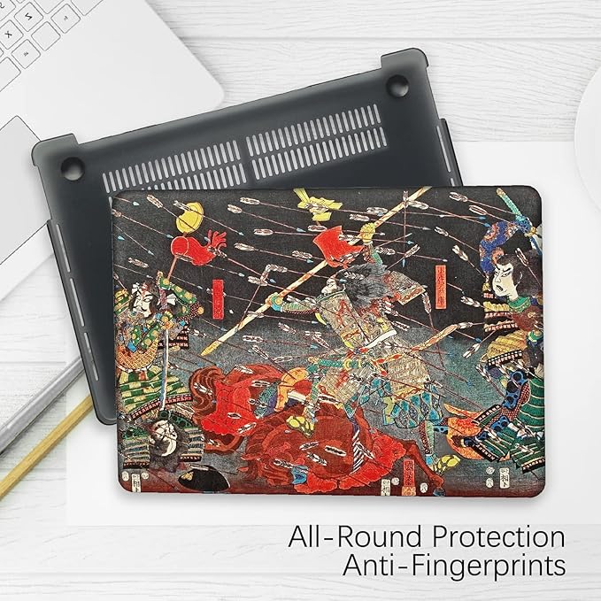 Berkin Arts for MacBook Air 15 inch Case 2025 2024 2023 Release M4 A3241 M3 A3114 M2 A2941 with Keyboard Cover & Screen Protector Ukiyo-e (The Kusunoki's Final Attack by Kuniyoshi)