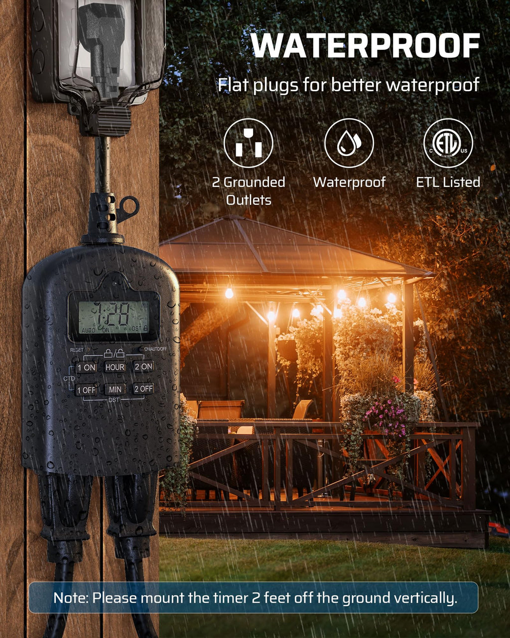 DEWENWILS Outdoor Digital Timer for Lights，ETL Listed