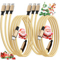 MPATIBY USB C Multi Charging Cable [2Pack 4FT], 3 in 1 Charging Cable Nylon Braided USB-C Multiple Charger Cord with Type-C, Micro USB and IP Port for Cell Phones and More (Golden)