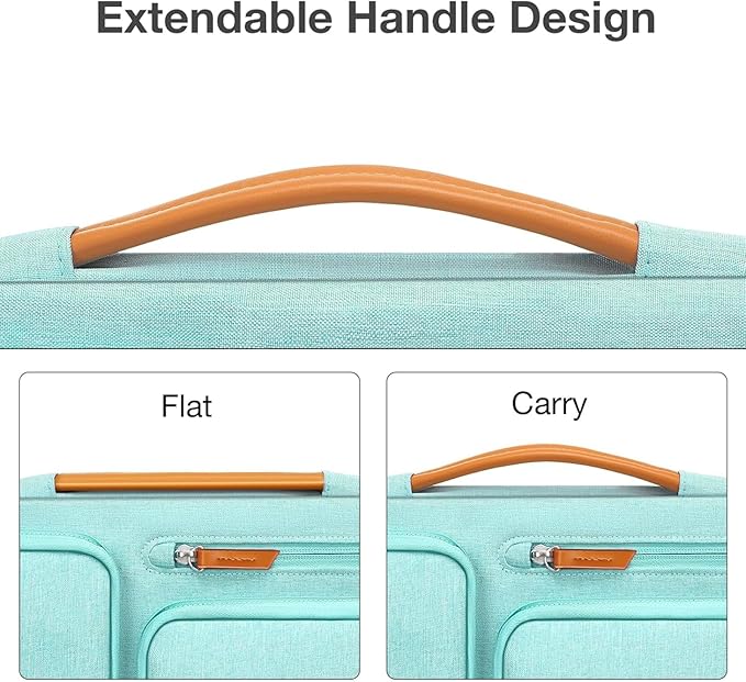 MOSISO 360 Protective Laptop Case 13.3 inch, 13-13.3 inch Laptop Sleeve Compatible with MacBook Air/Pro 13 / Pro 14,HP Dell Acer ASUS,Side Open Carrying Case with 4 Zipper Pockets&Handle, Aqua Green