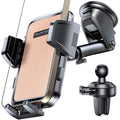 2026 Ultimate Car Phone Holder Mount (+Air Vent Clip) [Military Grade Stable], 360° Rotatable Suction Cup Car Phone Mount for Dashboard Windshield,Truck Cradle Stand for iPhone 17 16 Pro Max Samsung