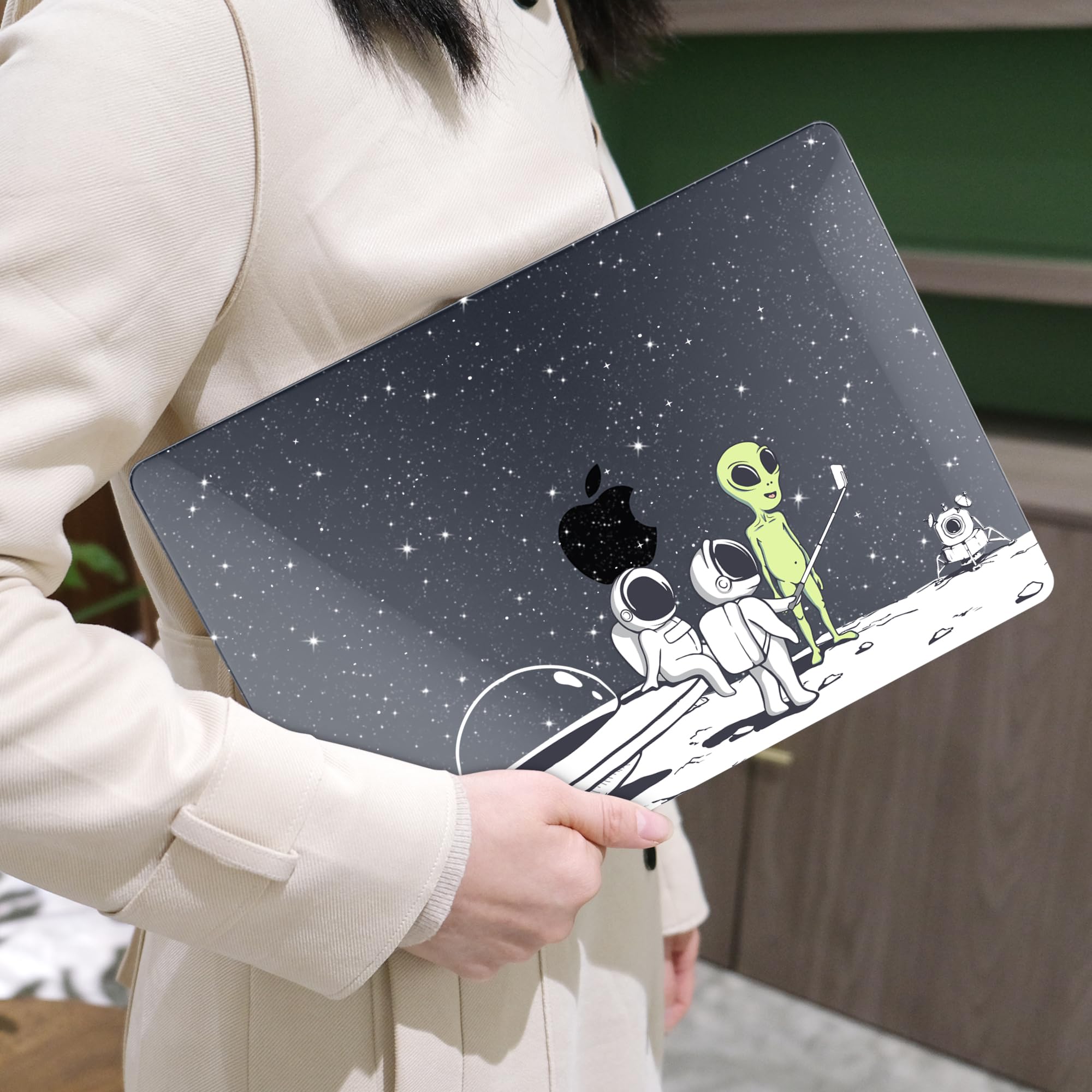 MEEgoodo for MacBook Air 13 inch Case 2021 2020 2019 2018 Released A2337 M1 A2179 A1932 with Touch ID, Plastic Hard Shell & Keyboard Cover Compatible with MacBook Air 13.3, Astronauts & Alien