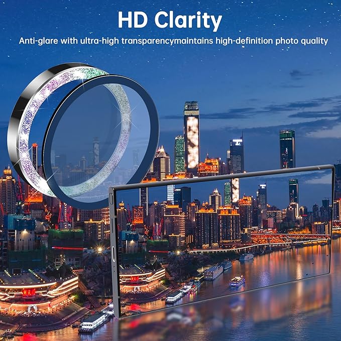For Samsung Galaxy S23 Ultra Camera Lens Protector, Individual Lens Protector, Ultra HD 9H Tempered Glass Screen Protective Cover, Anti-scratch, Military Grade Drop Protection 2 Set. (Glitter Colorful, S23 Ultra)