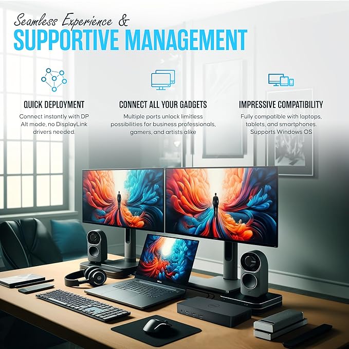 D3100 Dock USB 3.0 Ultra HD/4K Triple Display - 1 Year Warranty - Docking Station Dual Monitor with 65W, HDMI & USB 3.0 Cable - Laptop & Computer Docking Station