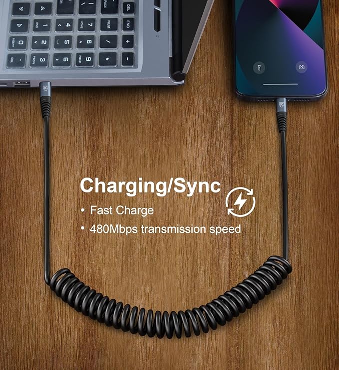USB C to Lightning Cable [3FT+6FT], 2Pack Coiled iPhone Charger Cable Fast Charging for Car [Apple MFi Certified] Short USBC iPhone Cord Compatible with iPhone14/13/12/11 Pro Max/8/Plus/iPad/CarPlay